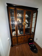 stunning antique china cabinet w/ glass doors made of mahogany and cherry wood