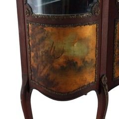 French Mahogany & Ormolu Vitrine With Vernis Martin Panels c1890