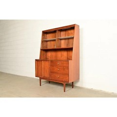 Kipp Stewart Mid-Century Modern Walnut Lighted Breakfront or Bar Cabinet, 1960s