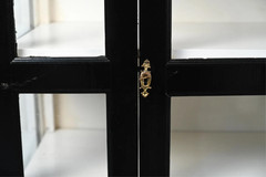 Vintage Glass Front Black Painted Vitrine Display Cabinet