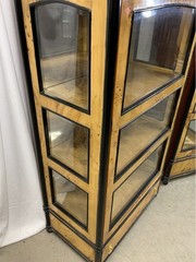 Vintage Biedermeier Style Burl Maple Vitrine Display Cabinet