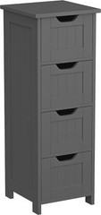 Bathroom Floor Storage Cabinet Wooden Cupboard w/ 4 Drawers Side Organizer Gray