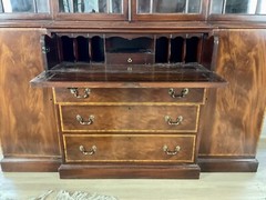 Vintage Mahogany Breakfront China Cabinet With Drop Down Secretary Desk.