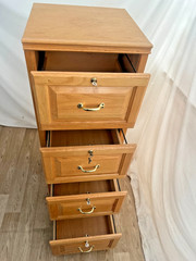 Gorgeous Vintage File Cabinet Blonde Oak Four Locking Drawers, Keys, Legal Size