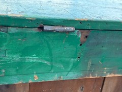 antique dry sink old green paint PA folk art 1800s primitive softwood cabinet
