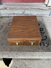 Vintage Oak 2 Drawer Filing Cabinet Card Catalog “Very Nice”