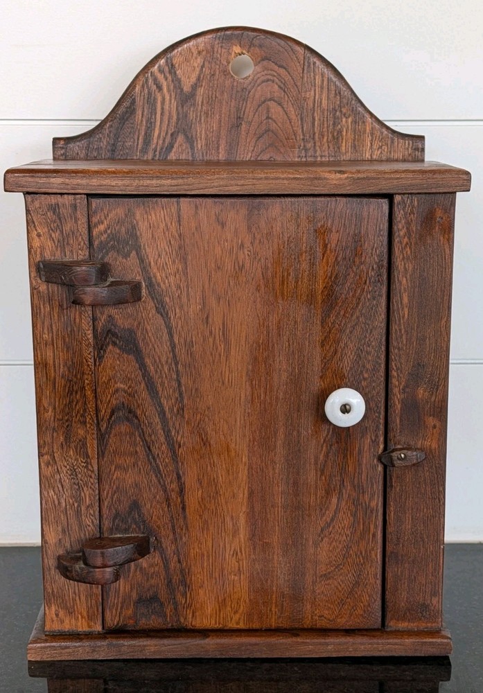 Primitive Handmade Solid Wood Hanging Apothecary Spice Cabinet Vintage Oak