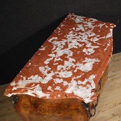 Lombard commode dresser 3 drawers inlaid Louis XV style marble 20th century