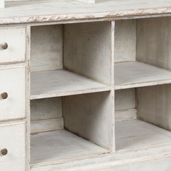 19th Century Large White Display Cabinet Bookcase Apothecary with 24 Drawers