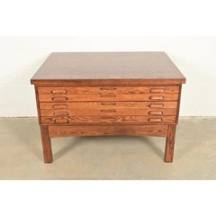 Antique Oak Arts & Crafts Architect’s Flat File Cabinet, Newly Refinished