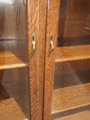 Antique French Carved Quarter Sawn Tiger Oak Bookcase ~Double Door Curio Cabinet