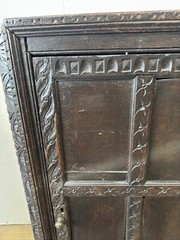 antique hanging corner cupboard pilgrim carved oak primitive 17th century