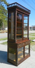 Tiger Oak Step-back China Cabinet~Bookcase~Display Cabinet circa 1890