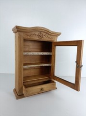 Medicine cabinet, carved wood, etched wood, display cabinet, wall hanging, vinta