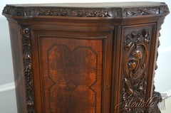 L73153: Vintage French Renaissance Carved Walnut China Cabinet