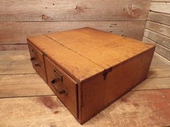 VINTAGE INDUSTRIAL 2 DRAWER WOOD/BRASS REMINGTON RAND Library File Cabinet