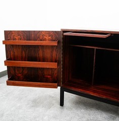 Mid Century Modern Compact Credenza Cabinet Refrigerator Storage Silkeborg Lock