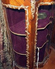 VITRIN 19C FRENCH BRONZE WORK AND GLASS DOORS WITH MARBEL TOP :57″ HIGH