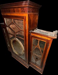 Antique Traditional Mahogany & Tiger Oak Wood Inlaid Cabinet GA20379