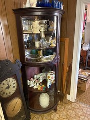 RARE Antique 1/2 Moon Mahogany Bowed 2-Door China Closet