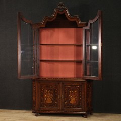 Great inlaid display cabinet Dutch sideboard double body 20th century bookcase