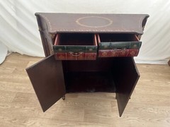 Vintage Bookcase Theme Console Cabinet Two Drawers, Double Door Storage Demilune