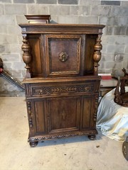 20th Century Bernhardt Furniture Spanish Revival Oak Liquor Cabinet