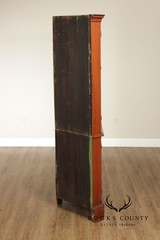 Antique American Pine Two-Part Paneled Door Corner Cupboard