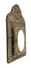 Antique Ornate Brushes Hammered Brass Mirrored Cabinet Shoe Shine Cabinet