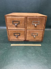 Antique Wagemaker Dovetailed Quarter Sawn Oak 4 Drawer Library Card Cabinet