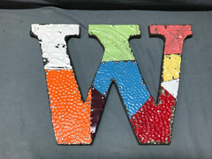 Decorative Salvaged Tin Ceiling 12″ Patchwork Mix Color Letter W Metal 1662-25B