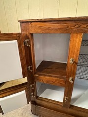 Antique Oak & Ash 3-Door Porcelain lined Ice Box