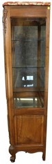 China Cabinet Louis XV French Rococo 1920 Walnut, Pink Marble, Glass, Mirror