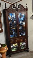 Antique American Mahogany Corner Curio or China Display Cabinet