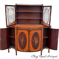 Antique George III Satinwood Inlaid Figural drawing cabinet server sideboard