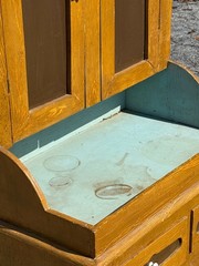 Antique paint decorated Folk Art cupboard cabinet grained Childs size 1900