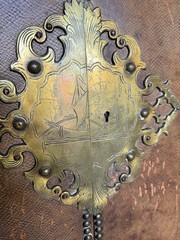 🍸Antique Prohibition Era Liquor Cabinet / Hidden Bar Leather Wrapped 1920s VTG