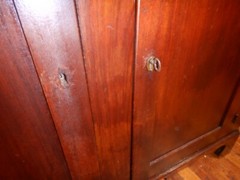 Antique Corner Cupboard Cabinet Walnut Divided Glass Door