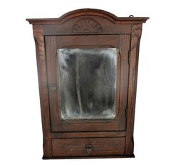 Kitchen Apothecary Medicine Bathroom Wall Cabinet Oak Beveled Glass Mirror Mid C