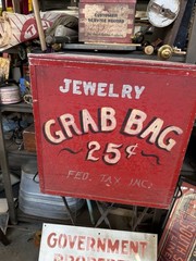 Vintage Folk Art Jewelry Grab Bag Box Hand Painted Store Display Counter Box