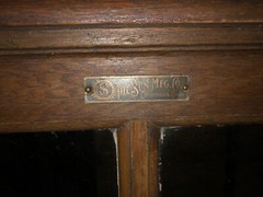 c1900 vintage oak glass floor country store case 98x 42.5 x27 reeded column edge