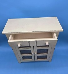 Salesman’s Sample 17″ Tabletop Pie Safe Wood With Punched Tin Primitive