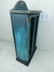 Primitive Charming 2Door Wooden Wall Display Cabinet 21″ T Painted Shabby V Cool