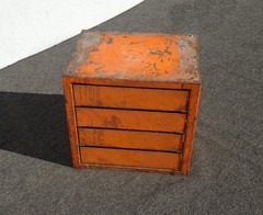 Vintage Mid Century Modern Industrial Steel Table Top File Cabinet Four Drawers