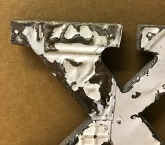 Decorative Salvaged Tin Ceiling 8″ Patchwork Shabby White Letter X Metal 189-26B