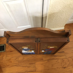 Vtg Hand Painted Spoon Rack Shelf Wall Cabinet Display Case Primitive Folk Art