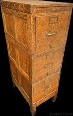 Beautiful Antique Paneled Oak File Cabinet Globe Sectional Stacking Cabinet 51″H