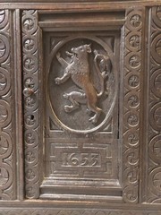 17th Century Charles II English Oak Carved Cabinet Dated 1653