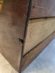 Antique Clarks ONT 5 Drawer Spool Cabinet Wood Glass Front Sewing Display Chest