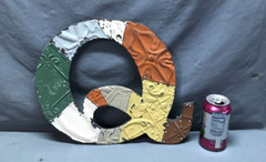 Decorative Salvage Tin Ceiling 12″ Patchwork Metal VTG Letter Q Old 275-25B